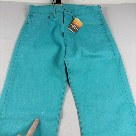 Levis 501 Jeans Mens 32x34 Blue Straight Leg Button Fly Denim Original Fit NEW - Picture 3 of 14